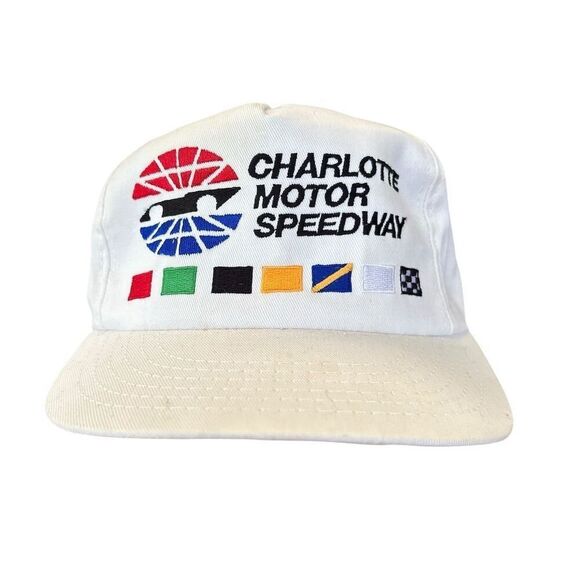 Vintage Charlotte Motor Speedway NASCAR Cap White One Size Adjustable - Picture 1 of 6